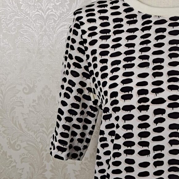 Stella McCartney Size 36 (US Med) 100% Silk T-shirt Cream w/Black, Pink Pattern - Picture 2 of 11